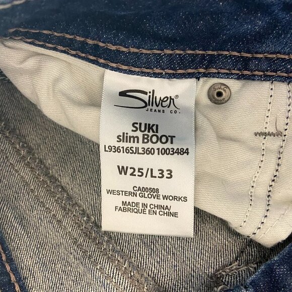 Silver Suki Slim Boot Jeans Women's Size 25 (26 x 31) Mid Rise Medium Wash - Picture 11 of 12